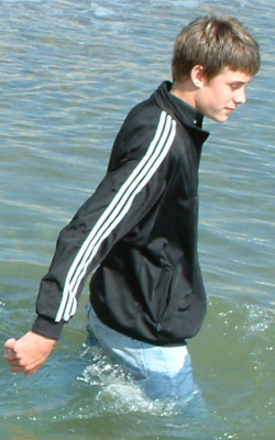 Swimming in clothes is fun!