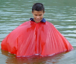 poncho hiking cape walk swim in lake